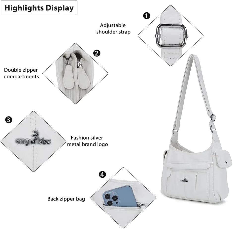 Angelkiss Crossbody Bags for Women, Ladies Shoulder Handbags and Purses Medium Faux Leather Pocketbooks