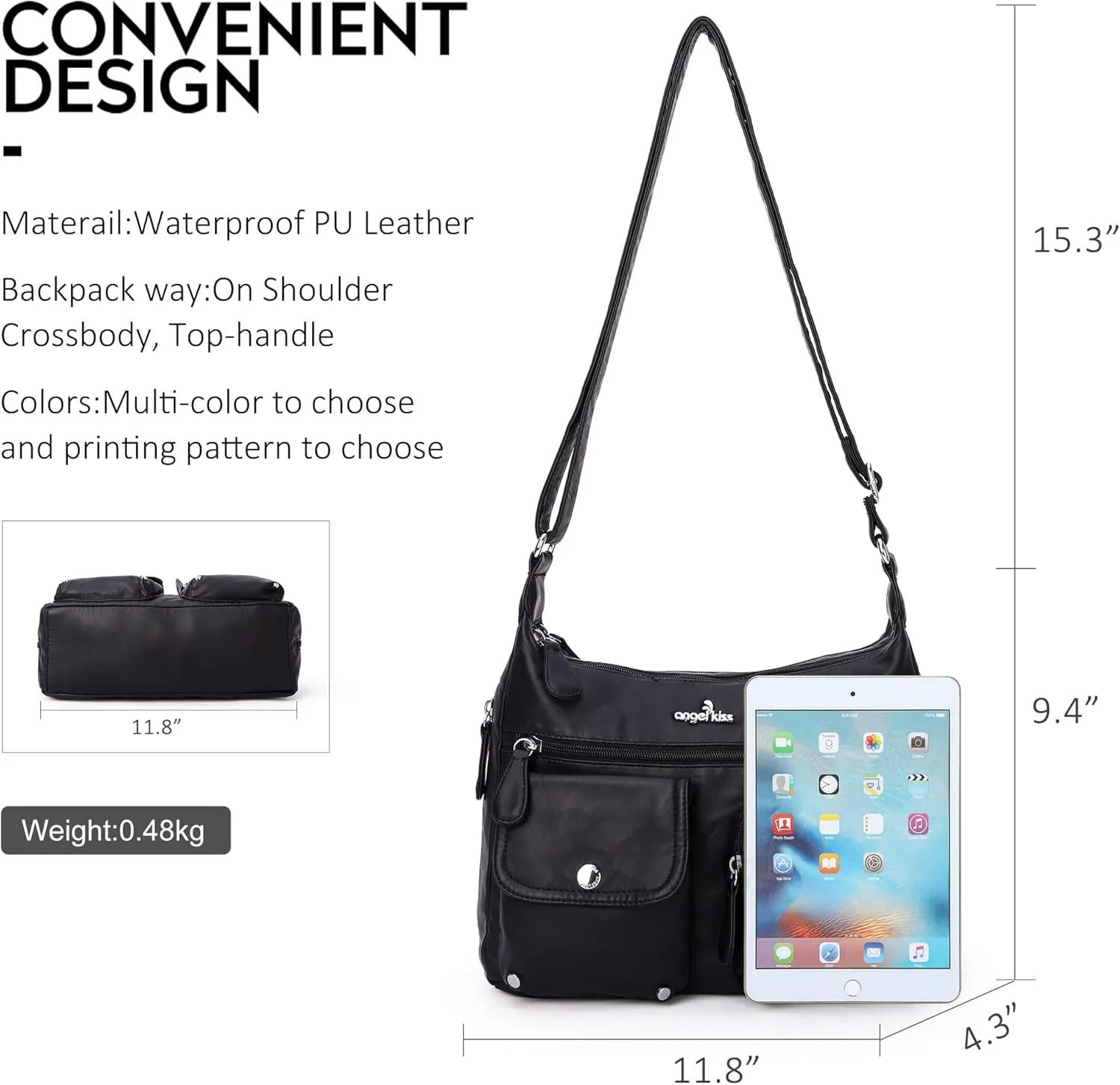 Angelkiss Crossbody Bags for Women, Ladies Shoulder Handbags and Purses Medium Faux Leather Pocketbooks