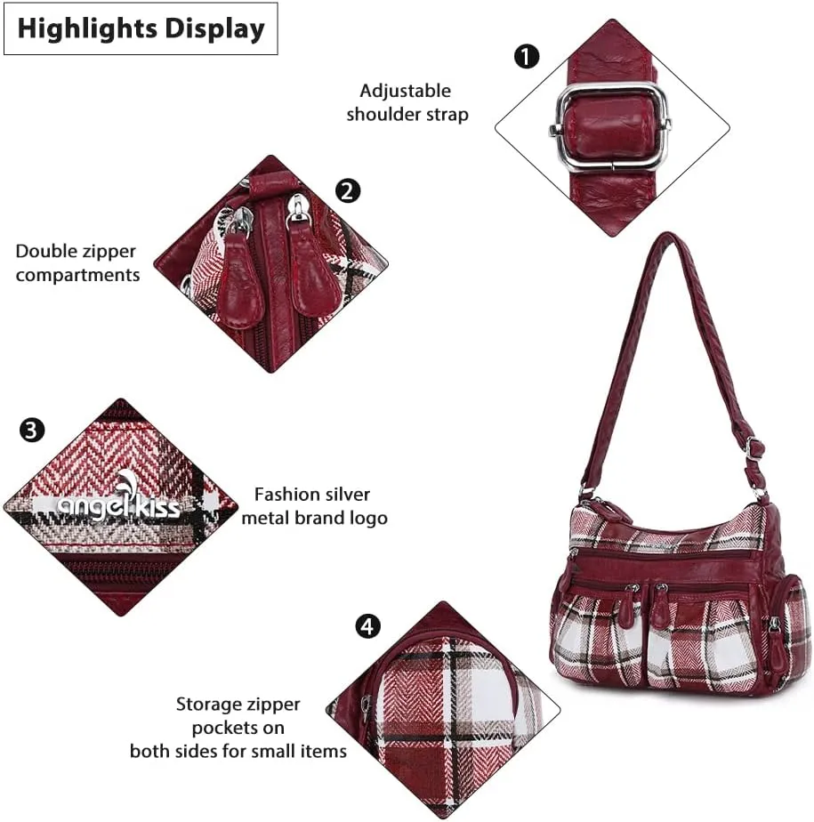 Angelkiss Crossbody Bags for Women, Ladies Shoulder Handbags and Purses Medium Faux Leather Pocketbooks