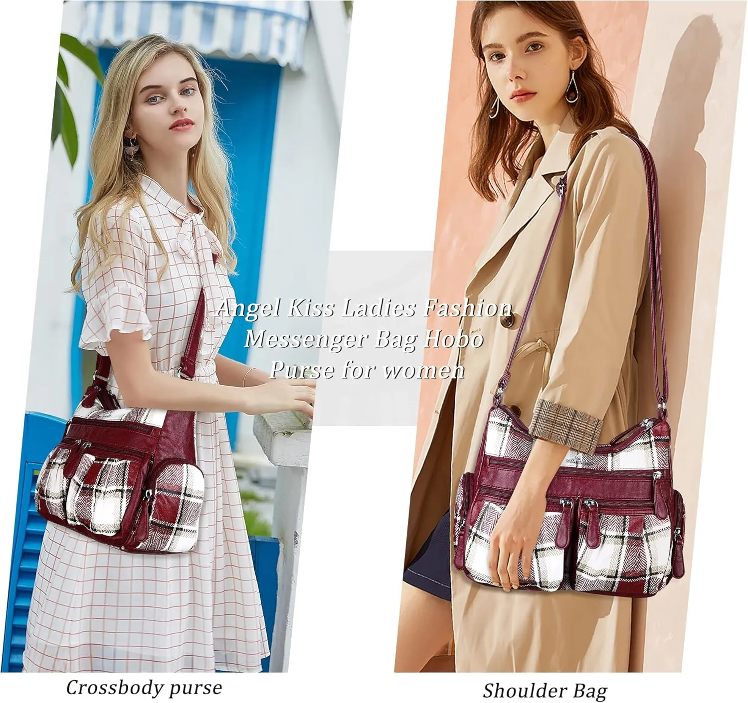 Angelkiss Crossbody Bags for Women, Ladies Shoulder Handbags and Purses Medium Faux Leather Pocketbooks