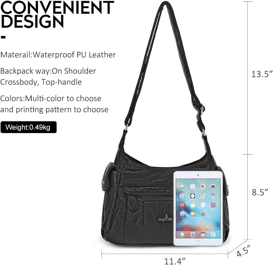 Angelkiss Crossbody Bags for Women, Ladies Shoulder Handbags and Purses Medium Faux Leather Pocketbooks