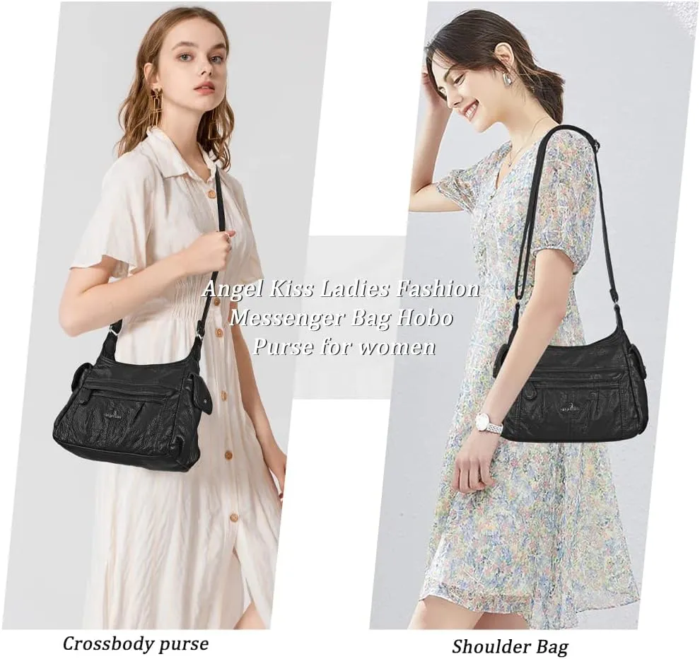 Angelkiss Crossbody Bags for Women, Ladies Shoulder Handbags and Purses Medium Faux Leather Pocketbooks