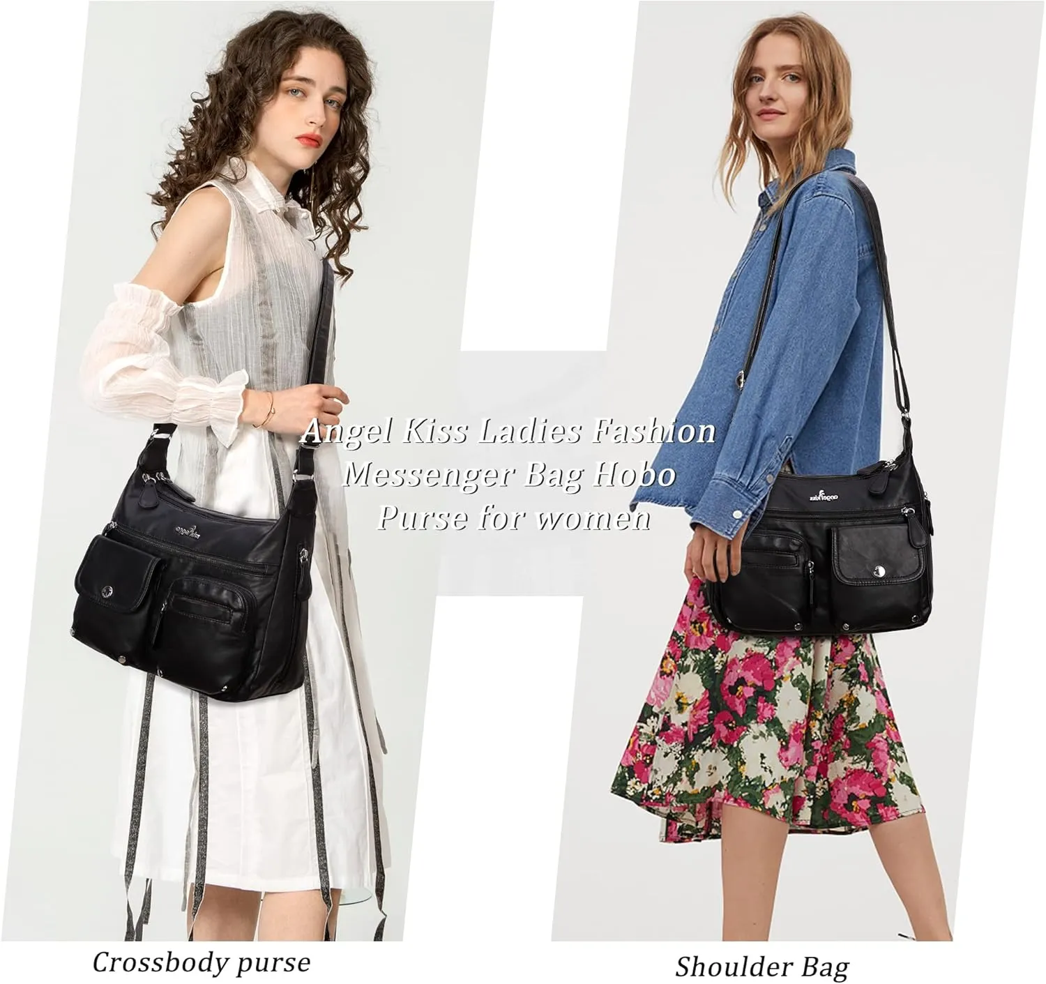 Angelkiss Crossbody Bags for Women, Ladies Shoulder Handbags and Purses Medium Faux Leather Pocketbooks