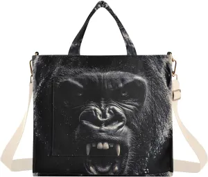 Angry Gorilla Tote Bag for Women Corduroy Handbag Purse with Detachable Strap Small Size