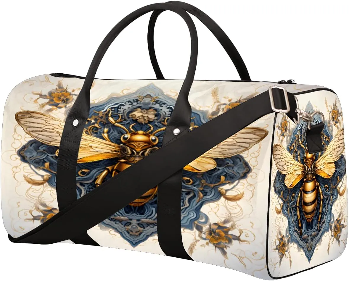 Animal Bee Big Travel Duffel Bag for Women Men Small Sport Gym Bag Waterproof Weekender Overnight Lightweight Carry on Foldable Gym Bag for Training Swim Yoga Traveling Handbag
