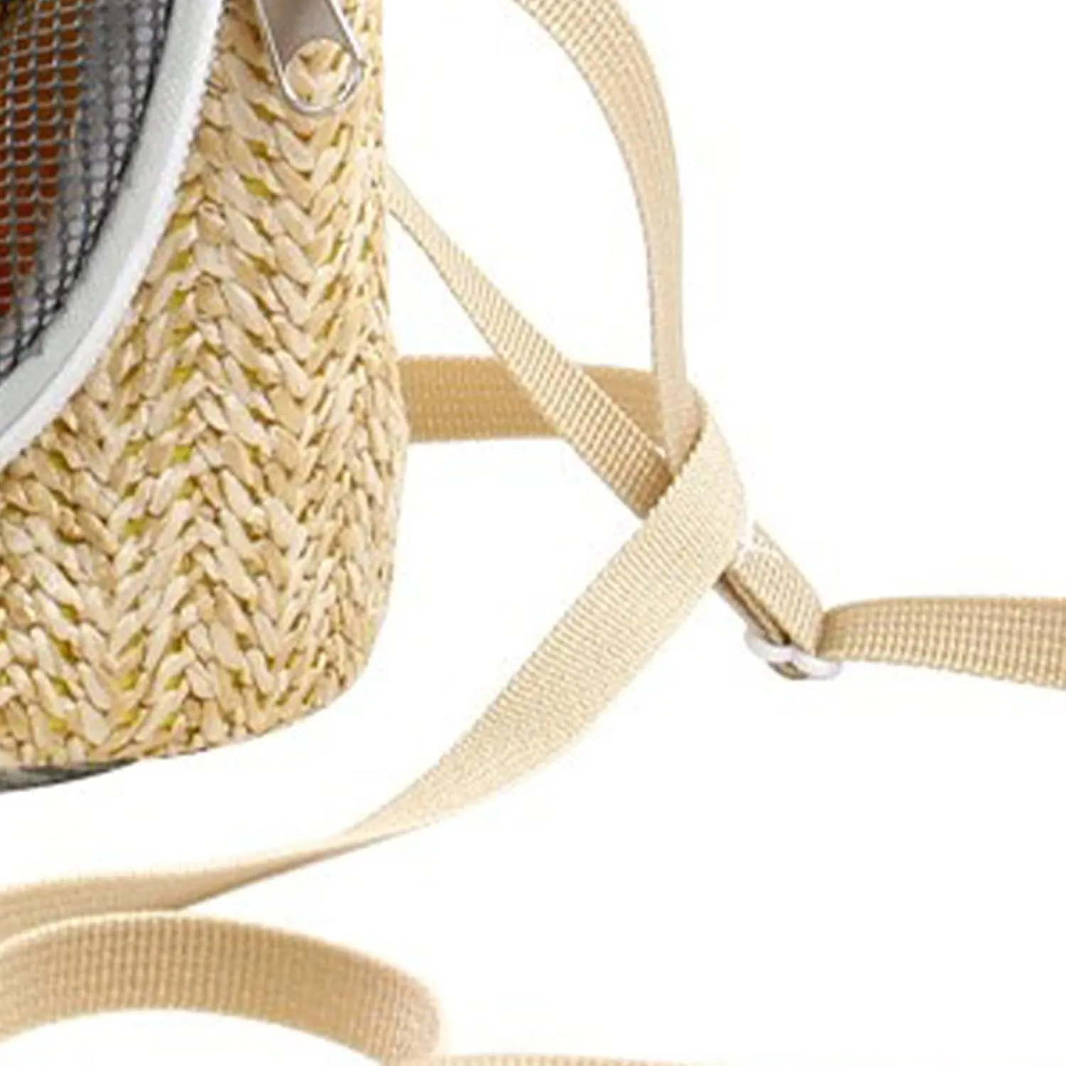 Animal Carrier, Small Pet Carrier Bag Hamster Carrier Bag with Long Detachable Shoulder Strap, Light Coffee Color Straw Mesh Breathable Portable Outgoing Bag for Guinea Pig, Bunny Rat Bird (Green)