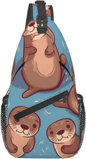 Animal Cute Brown Otters Crossbody Bags for Men Women Fashion Sling Backpack Casual Chest Bag Travel Hiking Daypack