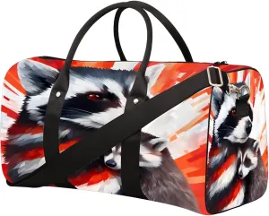 Animal Cute Raccoon Travel Duffel Bag for Women Men Small Sport Gym Bag Waterproof Weekender Overnight Lightweight Carry on Foldable Gym Bag for Training Swim Yoga Traveling Handbag