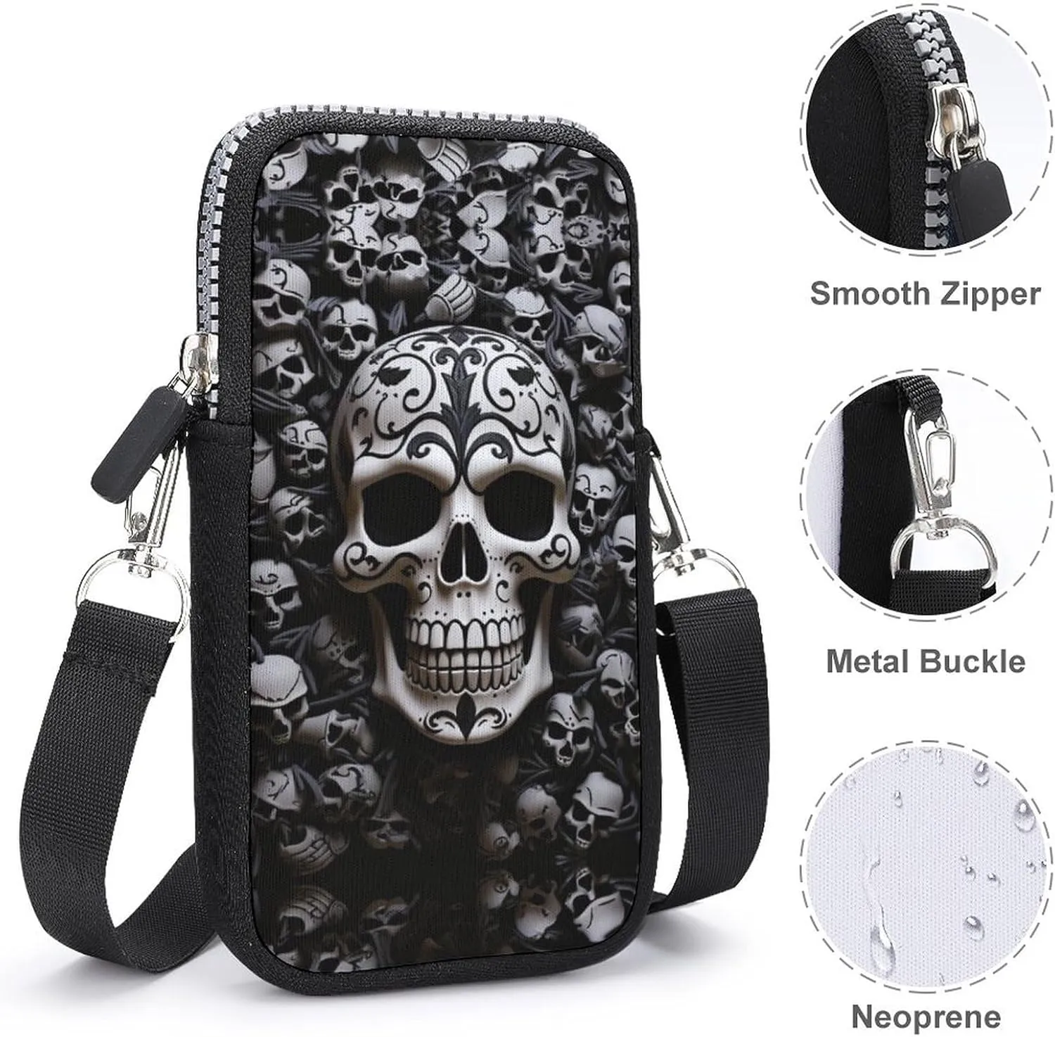 Animal Funny Cow Head Black White Small Crossbody Bag for Women,Lightweight Mini Shoulder Bag Wallet Cell Phone Purse For Running,Travel,Commuting