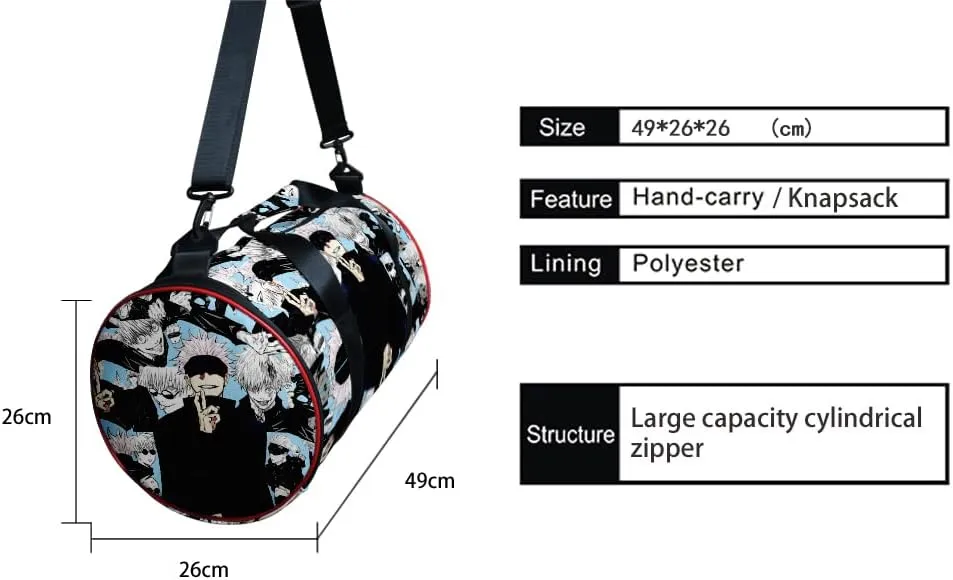 Anime Jujutsu Kaisen Gym Bag Manga Cosplay Sport Duffel Bag With Shoe Compartment(Gojo Multi) One size