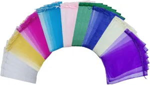 Ankirol 50pcs Sheer Organza Favor Bags 13.8 X 19.6 INCH Extra Large Organza Drawstring Pouches Gift Bags Color Send by Random (Assorted Colors)
