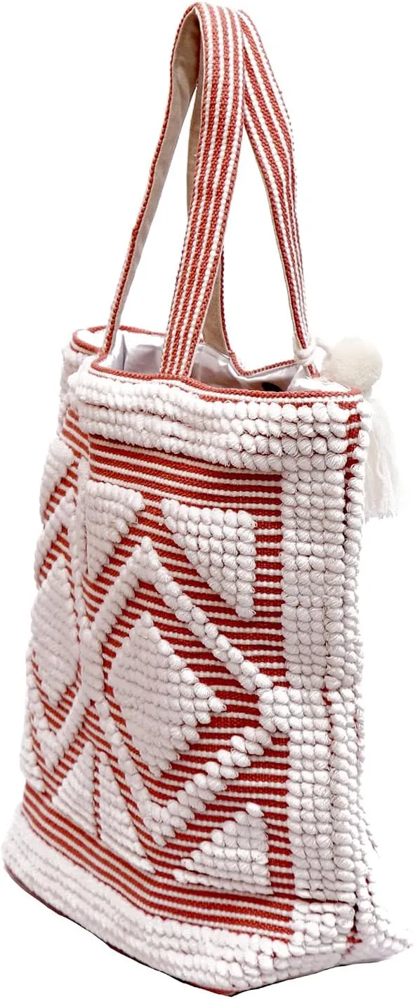 ANKIT INTERNATIONAL Recycled Cotton Handloom Bag for Women, Cotton Fabric Tote Handbag - Handmade Boho Hippie Style tote Bag