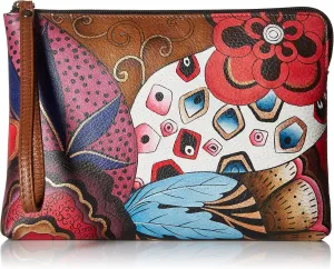 Anna by Anuschka Women's Hand Painted Genuine Leather Wristlet Clutch