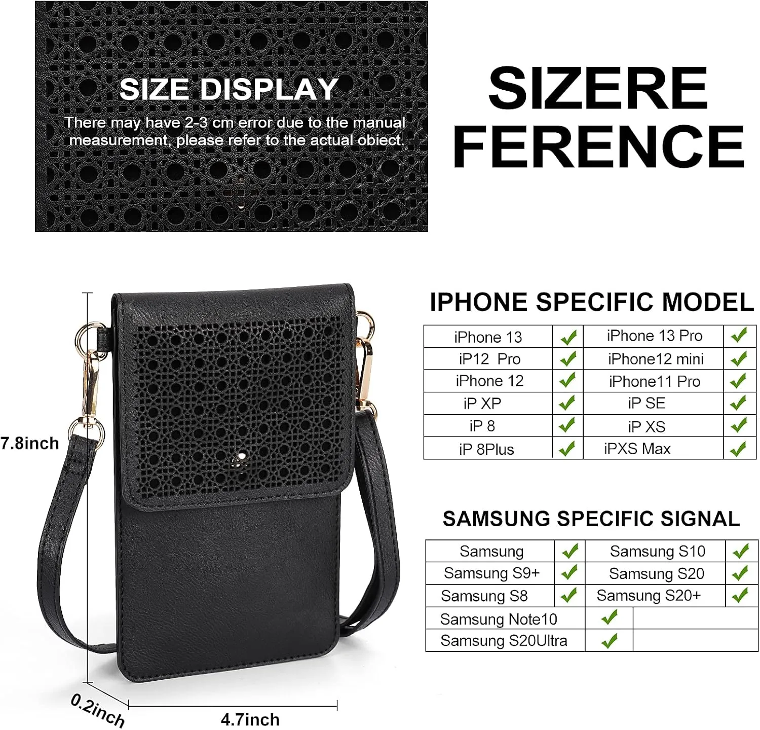 AnsTOP Small Crossbody Bag for Women - Phone Purse Crossbody Cell Phone Purse for Women with 2 Strap