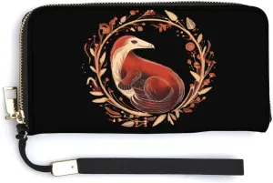 Anteater Print Long Wallet PU Leather Credit Card Holder Minimalist Coin Purse with Hand Strap
