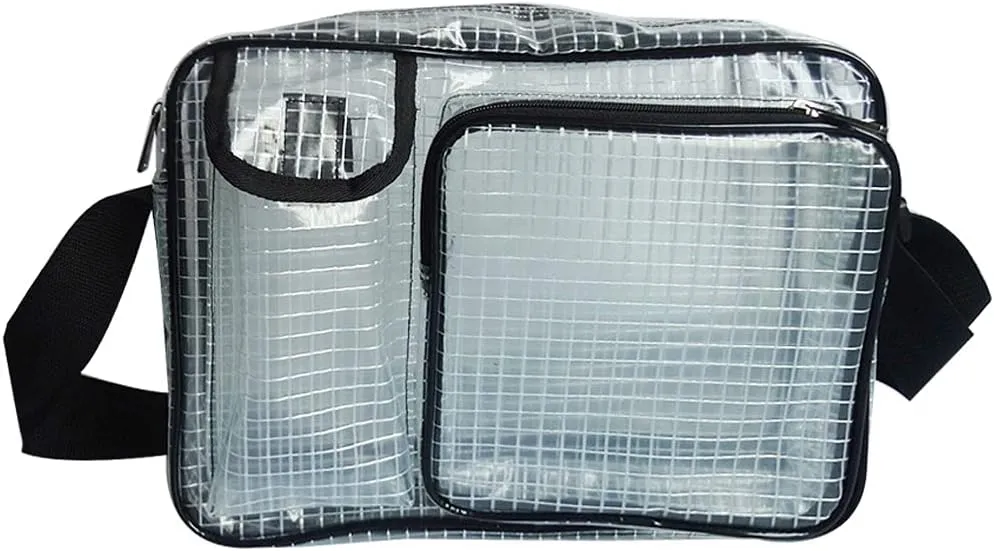 Anti-Static Clear PVC Bag Cleanroom Engineer Tool Bag Crossbody Messenger, Transparent