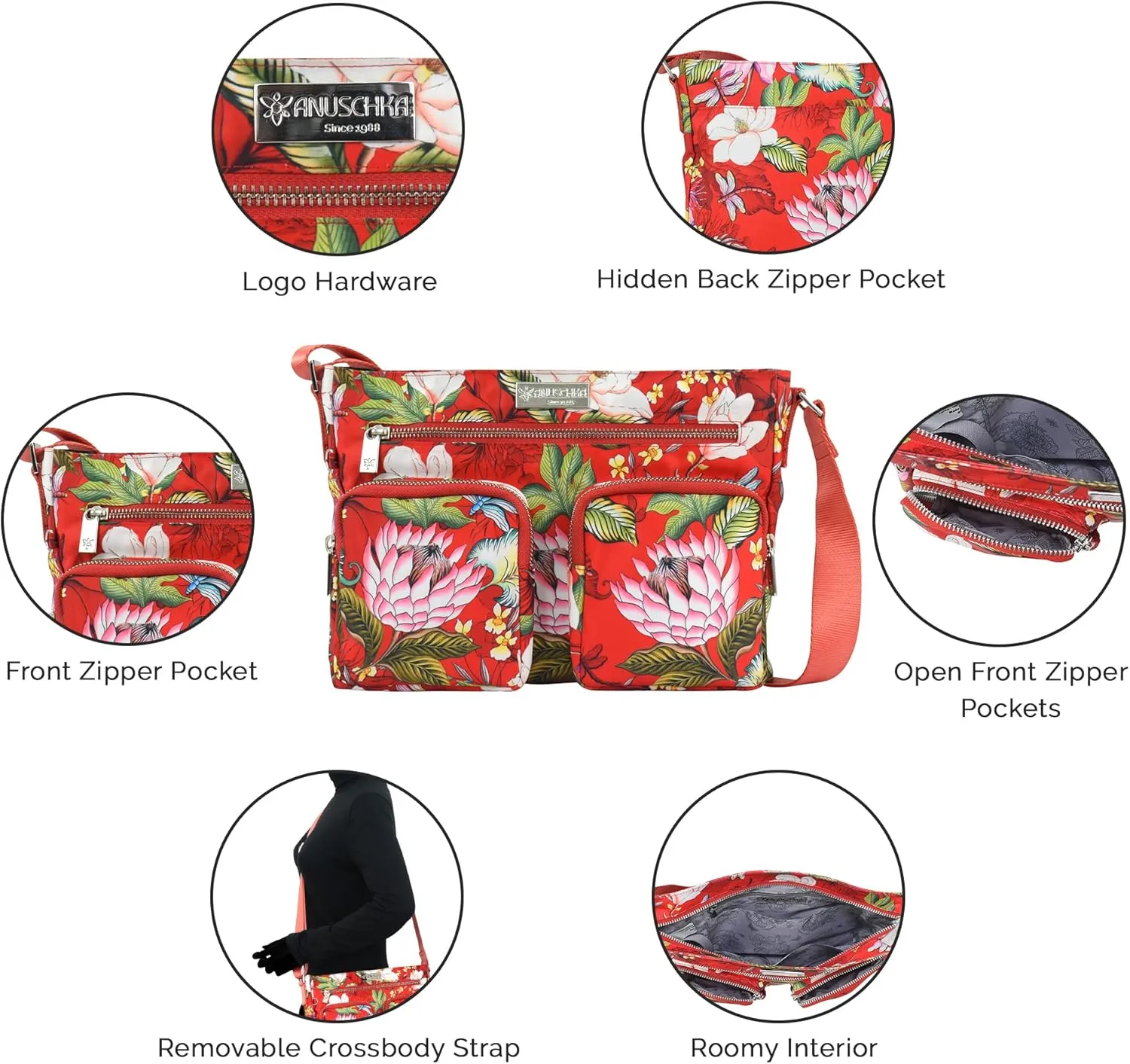 Anuschka Wanderlust Luxe Fabric Collection Women's Vegan Crossbody Bag