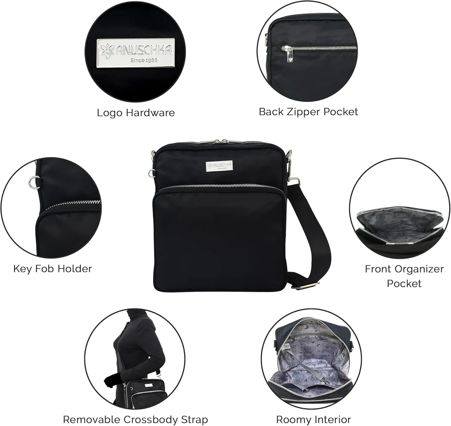 Anuschka Wanderlust Luxe Fabric Collection Women's Vegan Crossbody Organizer