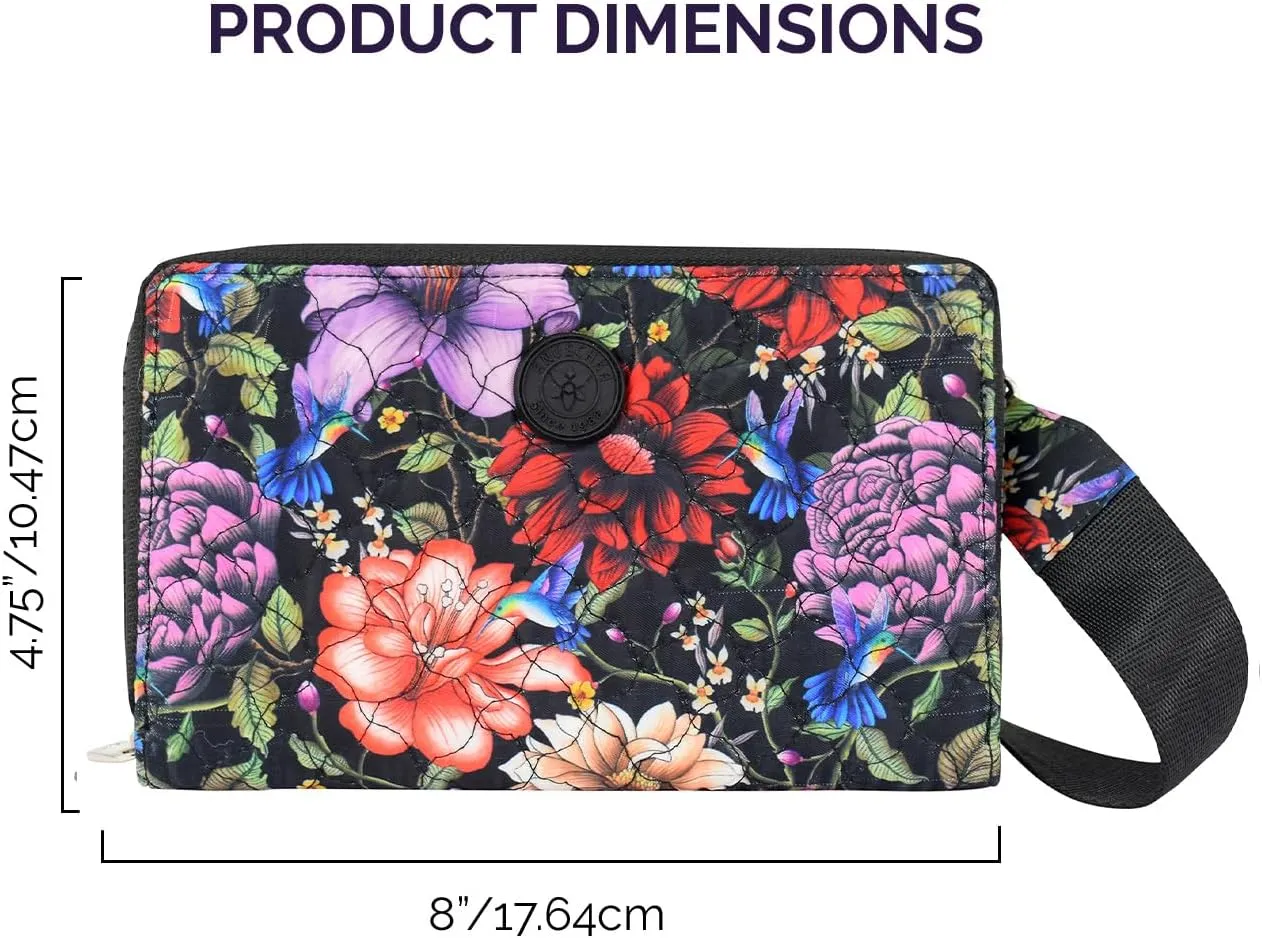Anuschka Wanderlust Quilted Fabric Collection Women's Vegan Organizer Crossbody
