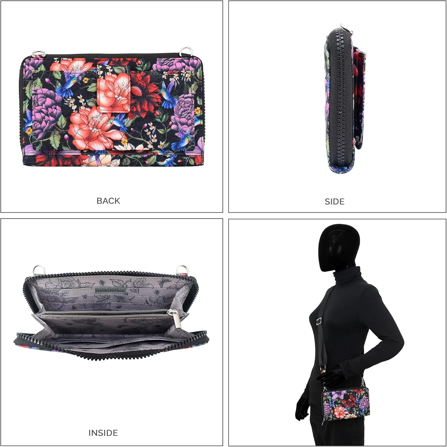 Anuschka Wanderlust Quilted Fabric Collection Women's Vegan Organizer Crossbody