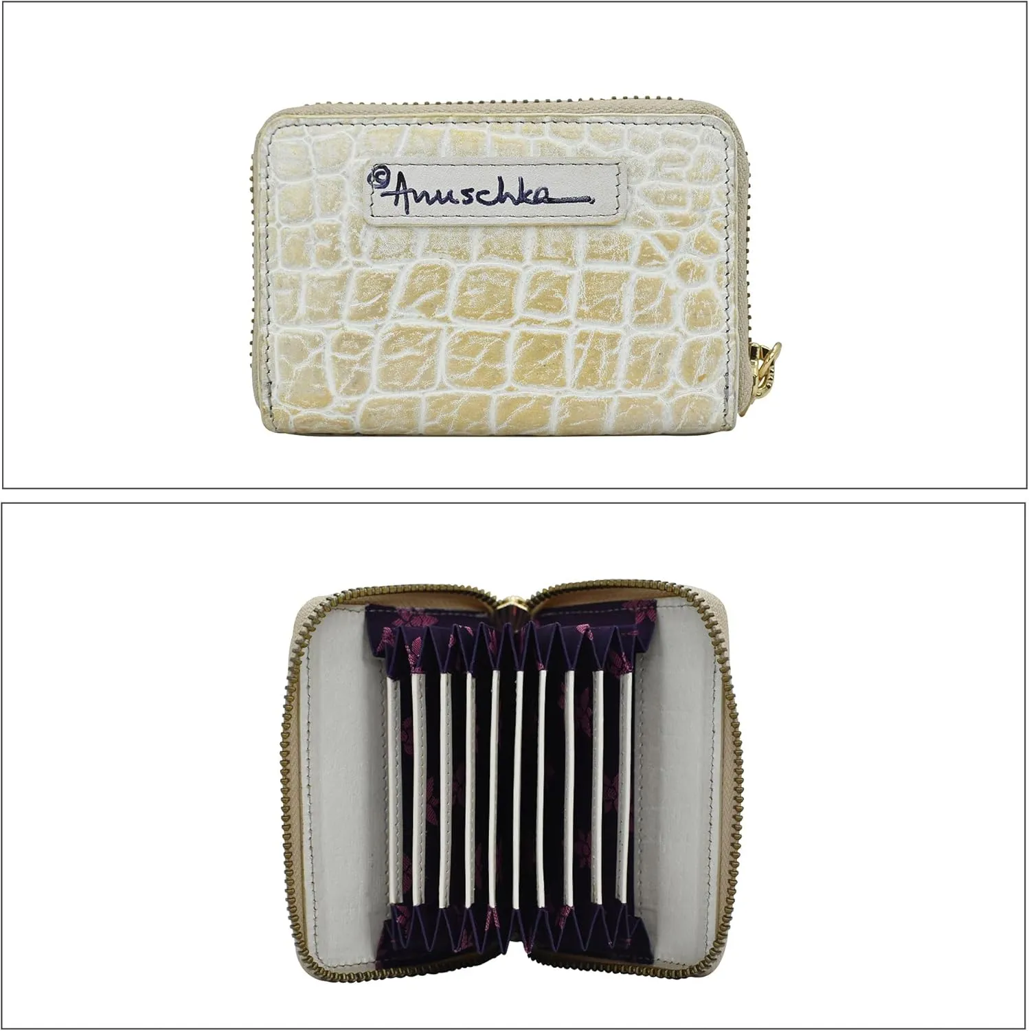 Anuschka Women’s Original Hand-Painted Genuine Leather Accordion Style Credit and Business Card Holder