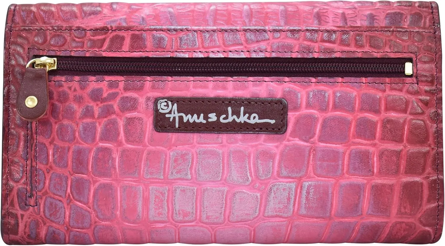 Anuschka Women’s Original Hand-Painted Genuine Leather RFID Blocking Three Fold Wallet