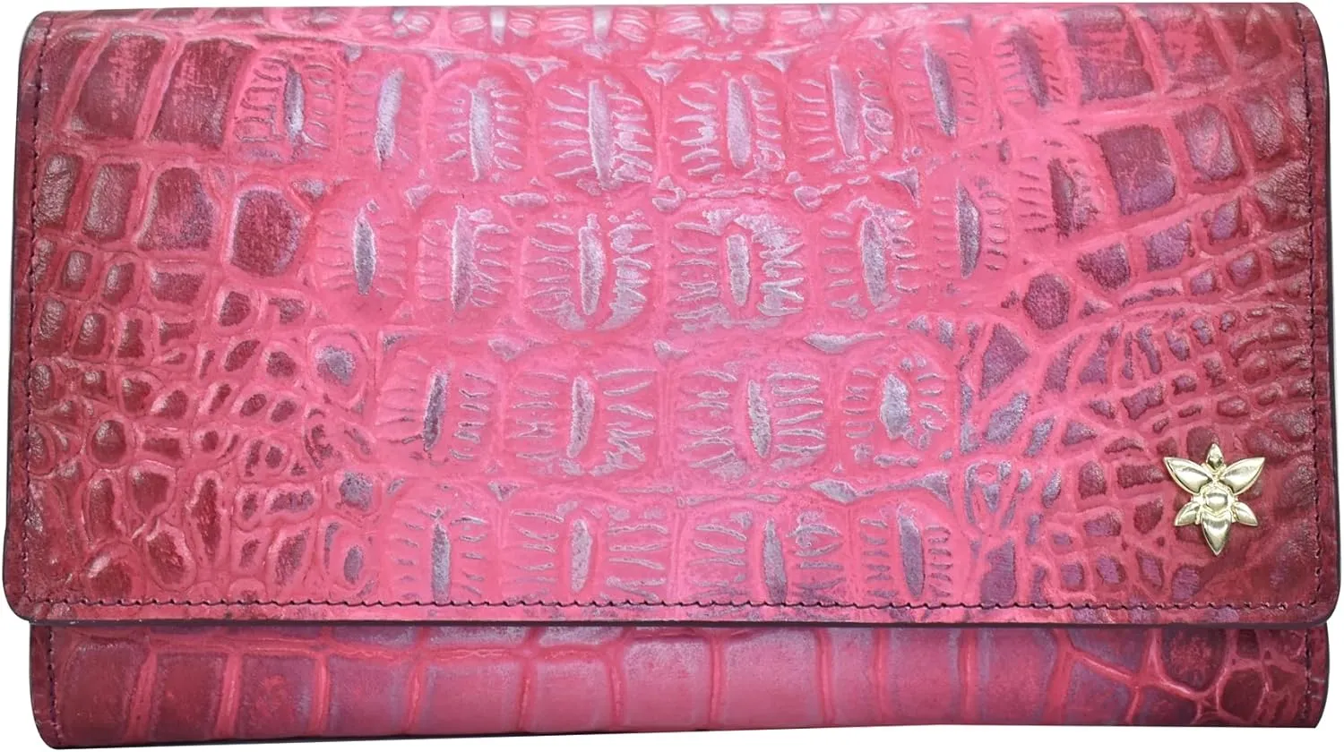Anuschka Women’s Original Hand-Painted Genuine Leather RFID Blocking Three Fold Wallet