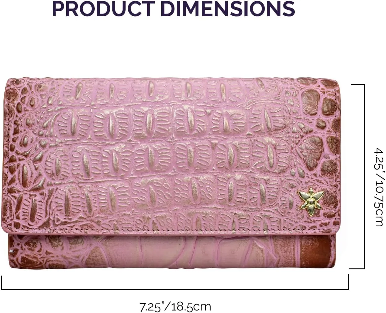 Anuschka Women’s Original Hand-Painted Genuine Leather RFID Blocking Three Fold Wallet