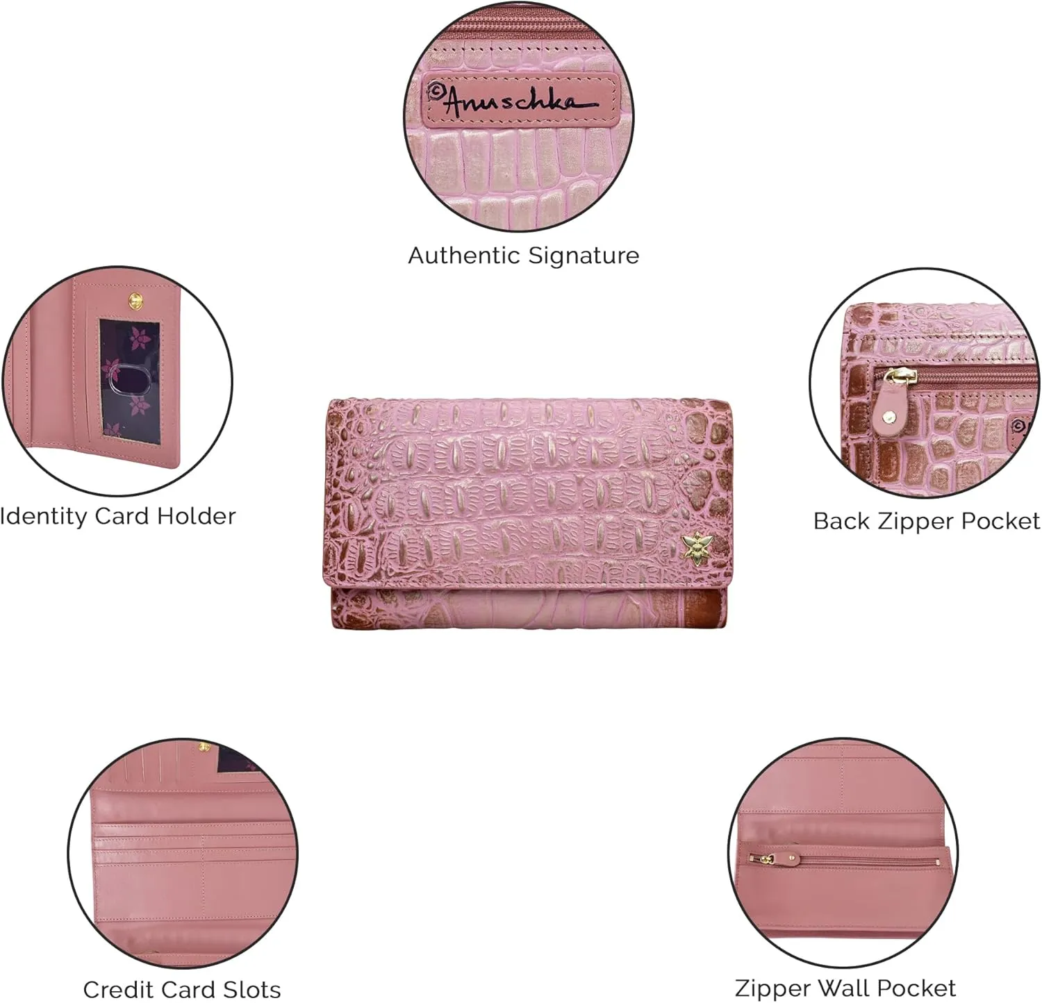 Anuschka Women’s Original Hand-Painted Genuine Leather RFID Blocking Three Fold Wallet