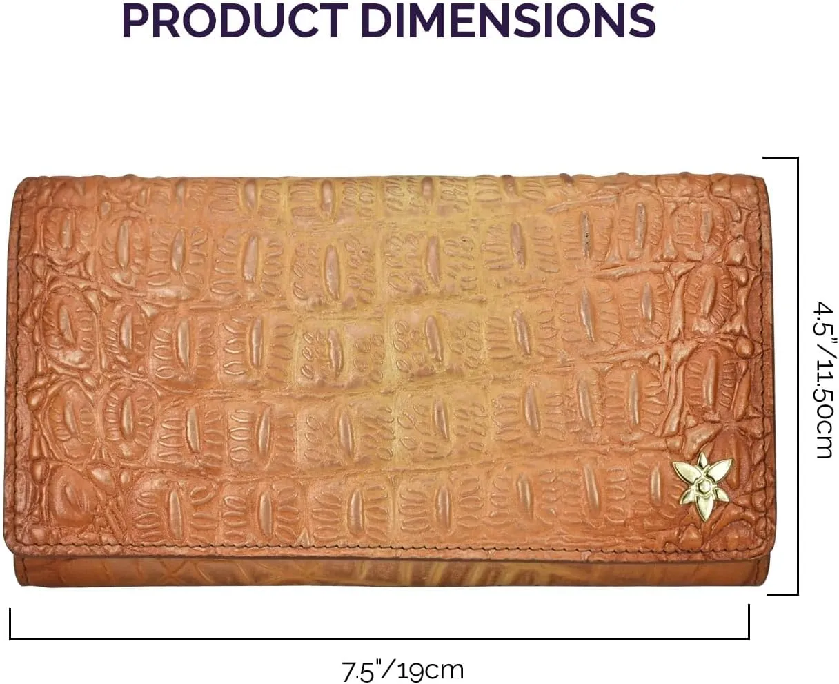 Anuschka Women’s Original Hand-Painted Genuine Leather RFID Blocking Three Fold Wallet