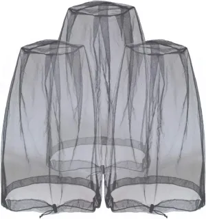 Anvin Mosquito Head Mesh Nets Gnat Face Netting for No See Ums Insects Bugs Gnats Biting Midges from Any Outdoor Activities, Works Over Most Hats Comes with Free Stock Pouches (3pcs, Black)