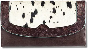 ARIAT Women's Willa Leather Calf Hair Clutch Handbag, Brown, One Size