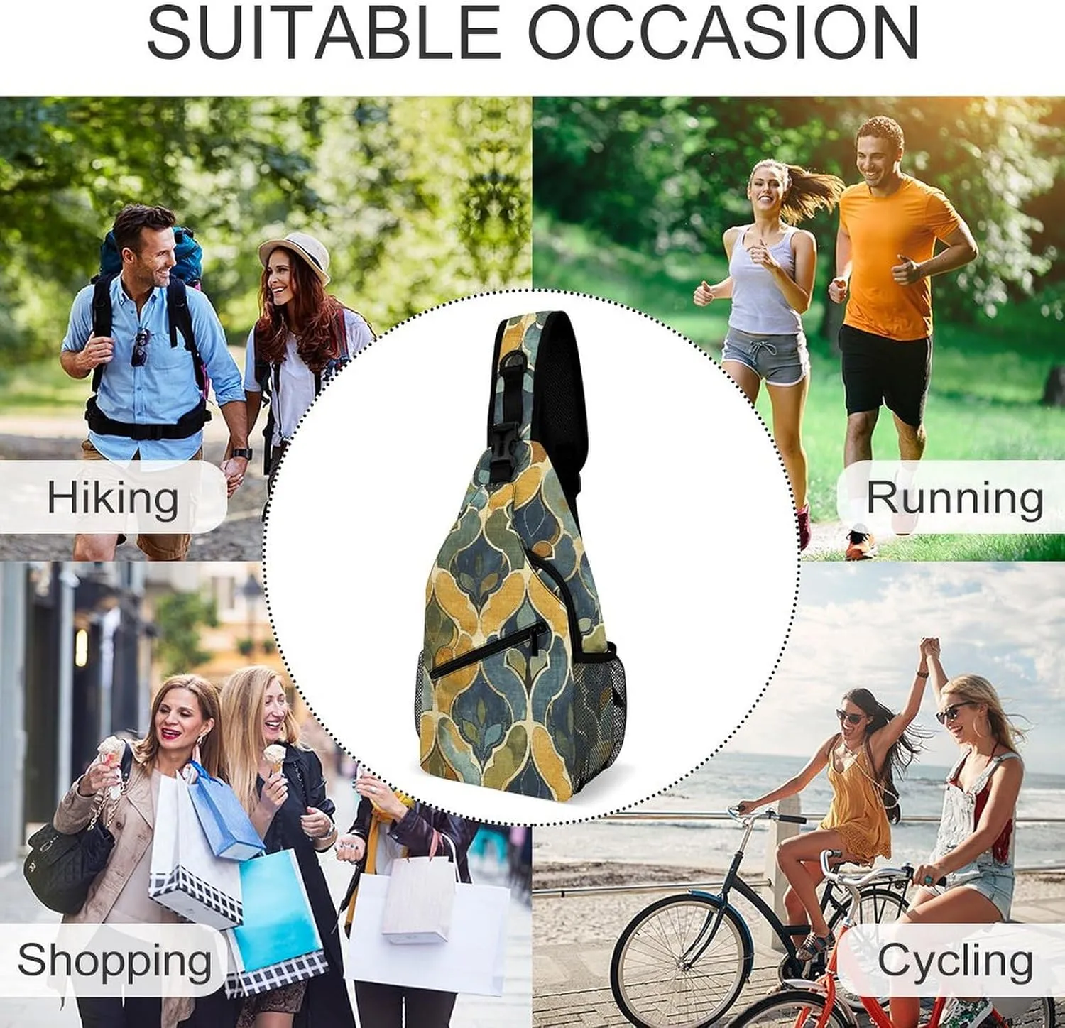 Arious Heart Shapes Crossbody Bag, Sling Bag, Sling Backpack, Belt Bags for Travel Outdoors Hiking