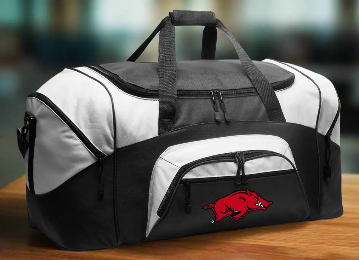 Arkansas Razorbacks Large Duffel Bag - Black - Official University of Arkansas Gym Bag, Suitcase or Overnight Bag