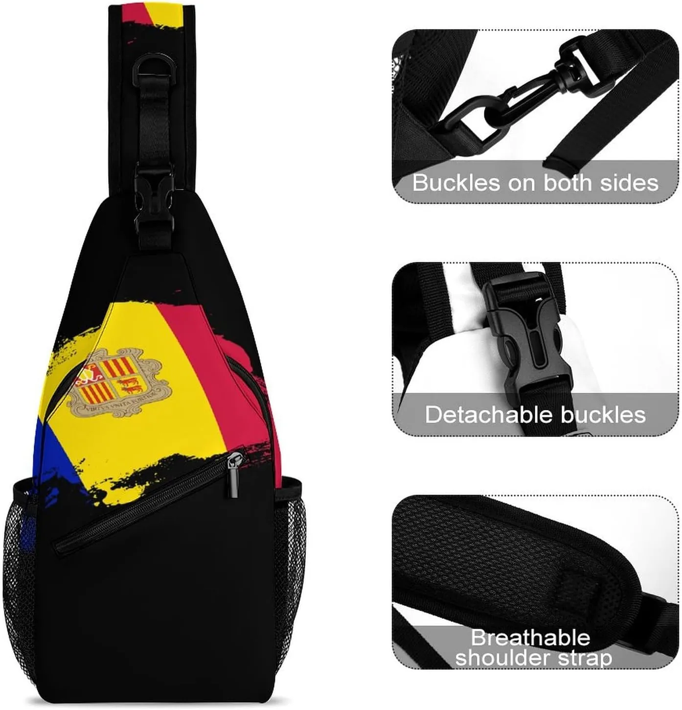 Armenian Flag Brush Stroke Sling Bag Crossbody Chest Bag Shoulder Bag For Travel Hiking Cycling Camping