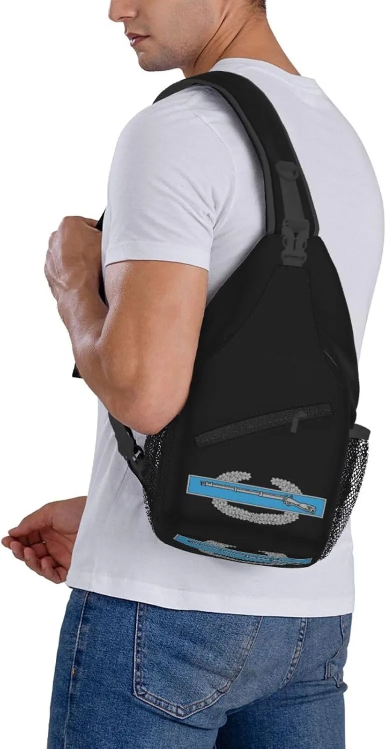 Army Combat Infantry Badge Sling Backpack Shoulder Chest Bag For Men Women Hiking Travel Crossbody Daypack