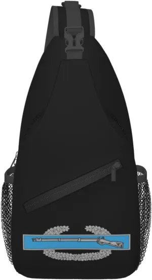 Army Combat Infantry Badge Sling Backpack Shoulder Chest Bag For Men Women Hiking Travel Crossbody Daypack