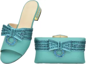 Art Deco Rhinestone Bridal Shoes Bag Combo African Wedding Italian Crafted Party Heels