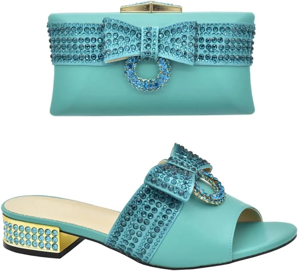 Art Deco Rhinestone Bridal Shoes Bag Combo African Wedding Italian Crafted Party Heels