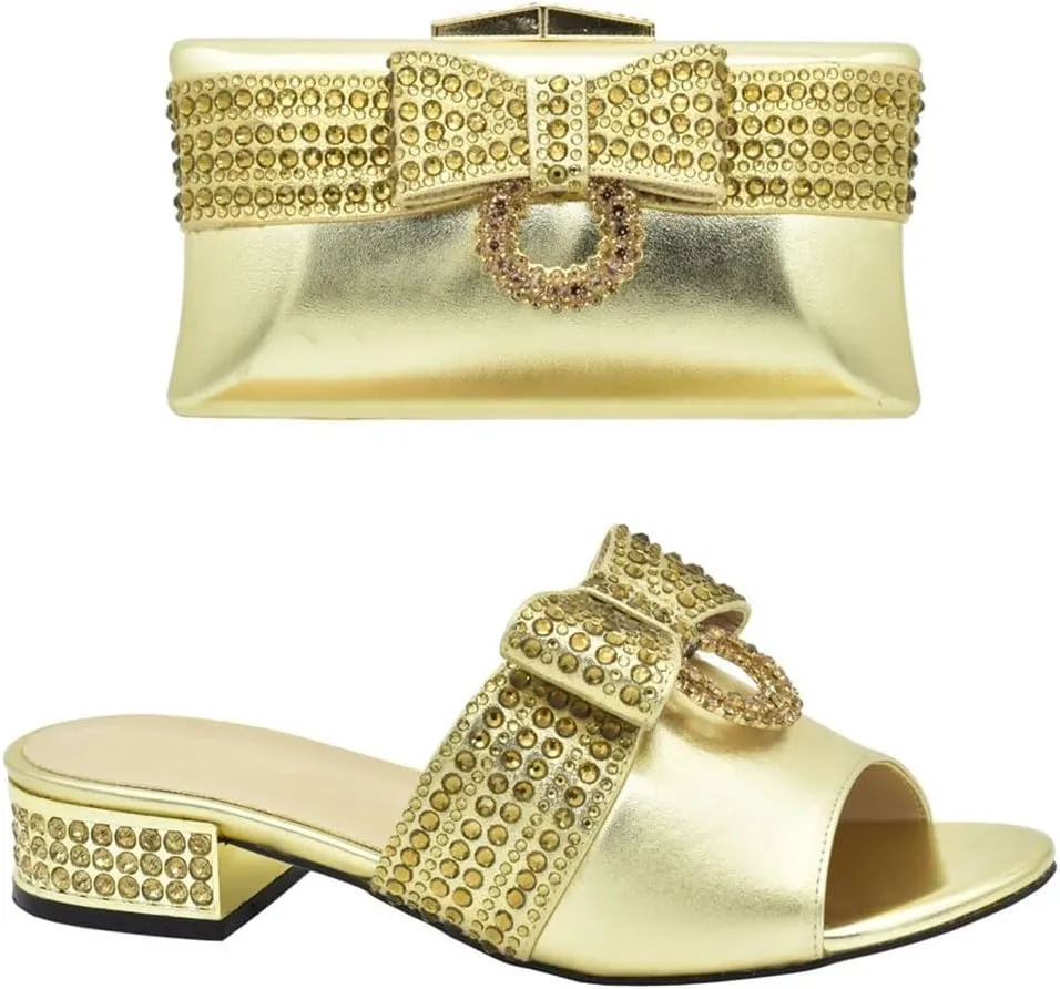 Art Deco Rhinestone Bridal Shoes Bag Combo African Wedding Italian Crafted Party Heels