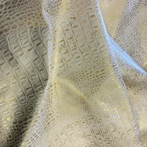 ArtisanCowhides Genuine Crocodile Embossed Cowhide Leather for Crafts Projects– Beige Gold 10 SqFt - 3.0-3.5 oz