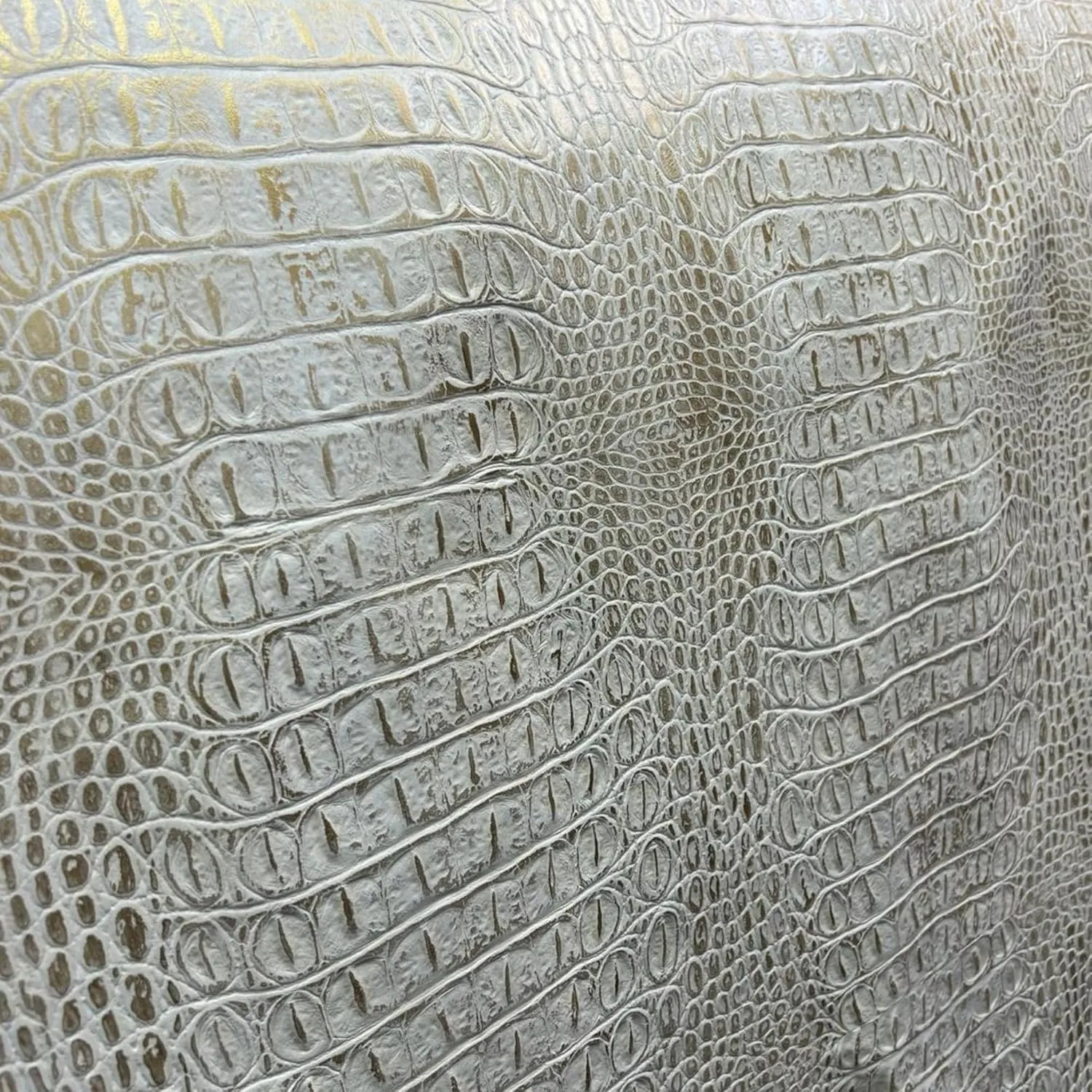 ArtisanCowhides Genuine Crocodile Embossed Cowhide Leather for Crafts Projects– Beige Gold 10 SqFt - 3.0-3.5 oz