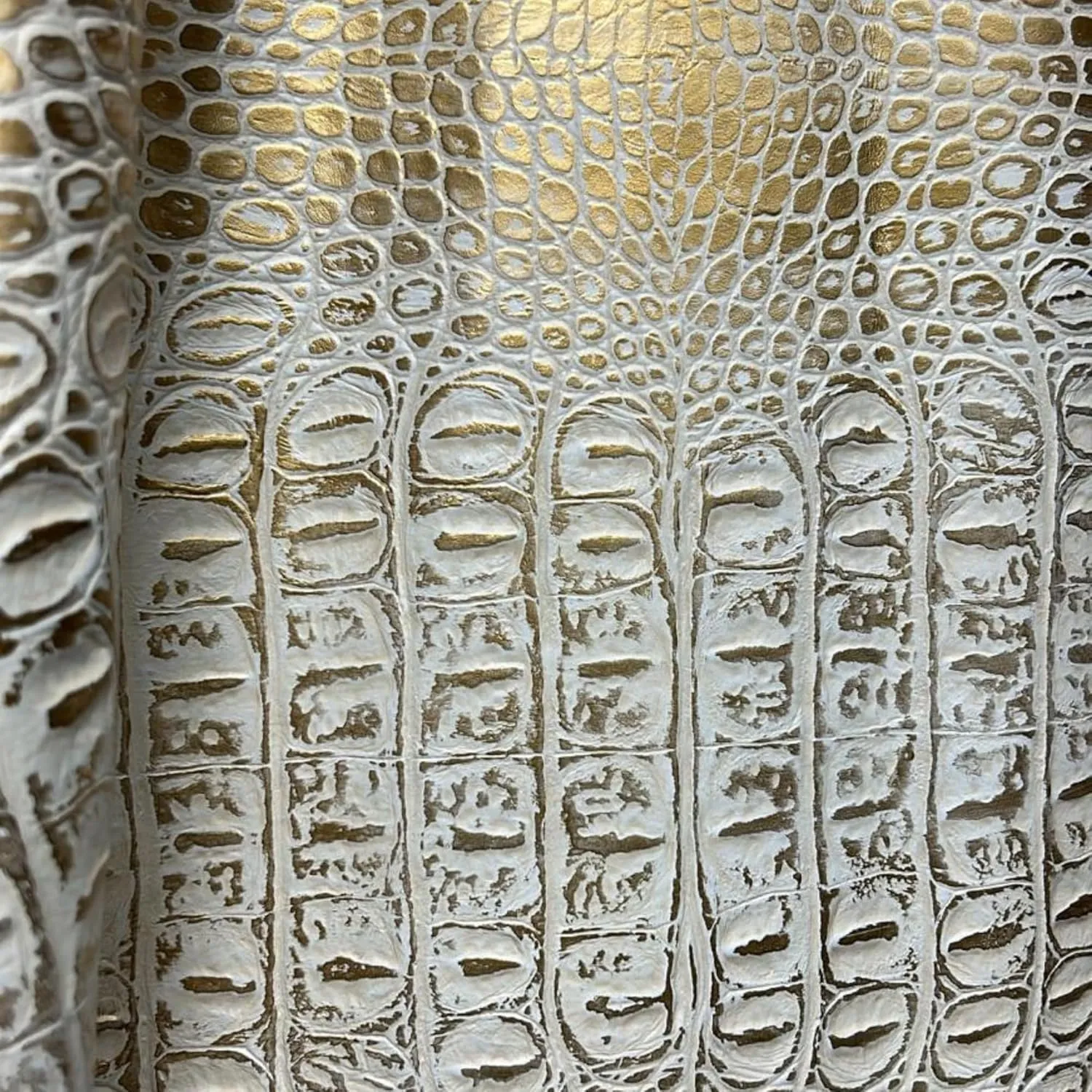 ArtisanCowhides Genuine Crocodile Embossed Cowhide Leather for Crafts Projects– Beige Gold 10 SqFt - 3.0-3.5 oz