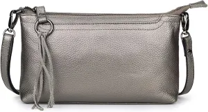 Artwell Genuine Leather Crossbody Bag For Women Small Tassel Shoulder Bag Zipper Clutch Phone Wallet Purse