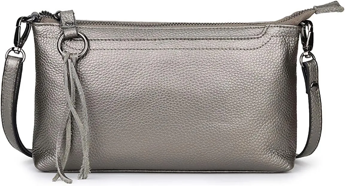 Artwell Genuine Leather Crossbody Bag For Women Small Tassel Shoulder Bag Zipper Clutch Phone Wallet Purse