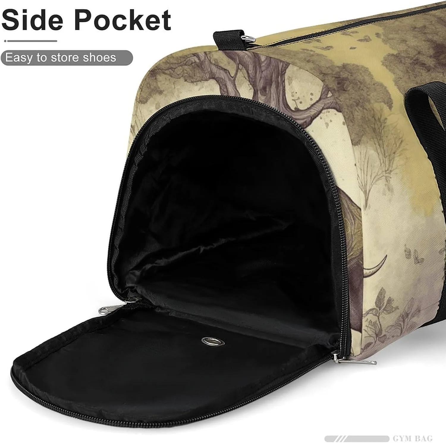 Asian Elephant with Tree Sports Gym Bag Carry on Holdalls for Men Small Duffel Bags for Women with Shoe Compartment