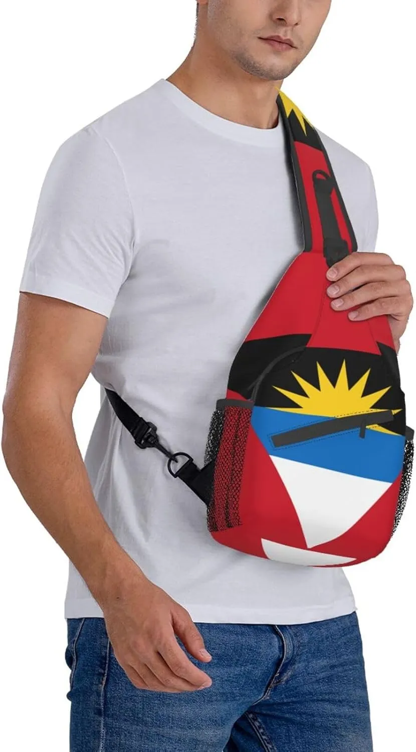 ASYG Antigua And Barbuda Flag Sling Bag Crossbody Backpack Flag Travel Hiking Daypack Shoulder Chest Bag for Women Men