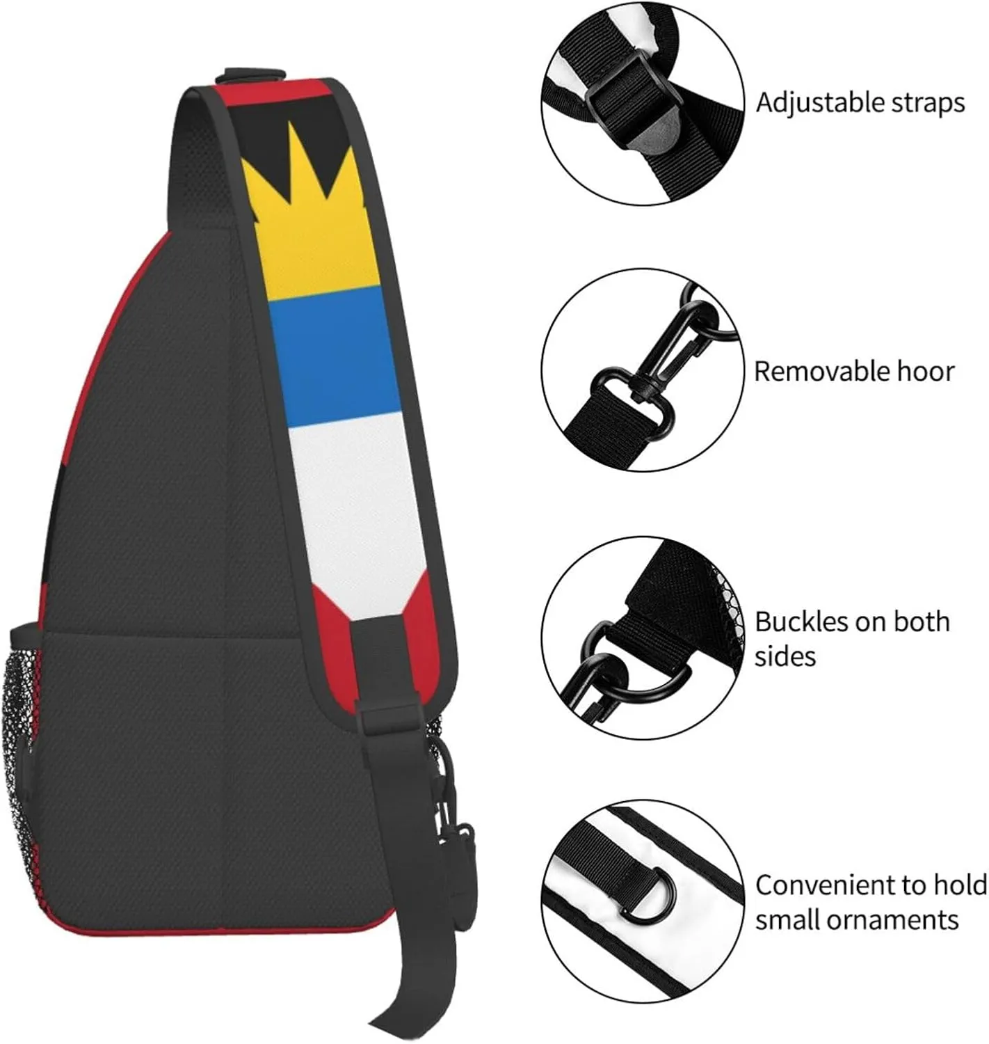 ASYG Antigua And Barbuda Flag Sling Bag Crossbody Backpack Flag Travel Hiking Daypack Shoulder Chest Bag for Women Men