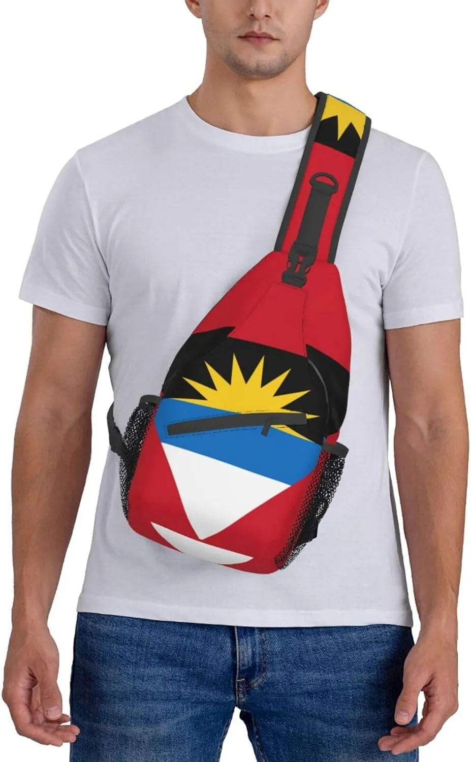 ASYG Antigua And Barbuda Flag Sling Bag Crossbody Backpack Flag Travel Hiking Daypack Shoulder Chest Bag for Women Men