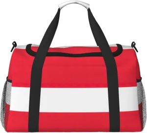 Austrian flag print Carry on Luggage for Women Men Shoulder Weekender Crossbody Bag for Yoga Travel Must Haves